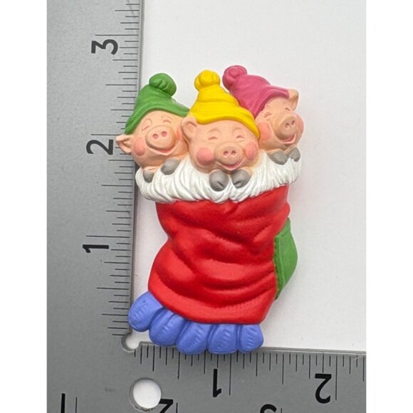 Hallmark Keepsake Three Little Piggies Christmas Ornament 1990 Pigs in Stocking - Picture 3 of 8
